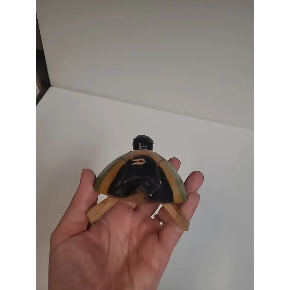 Jamaica Turtle Tortoise Wood Carving Handmade Green Black Brown Souvenir